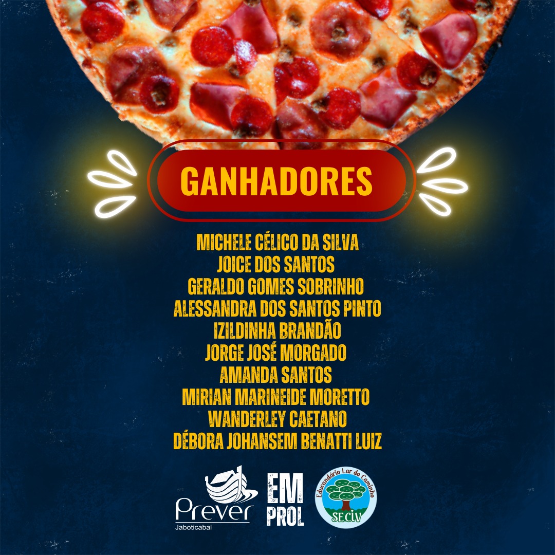 RESULTADO SORTEIO 10 PIZZAS